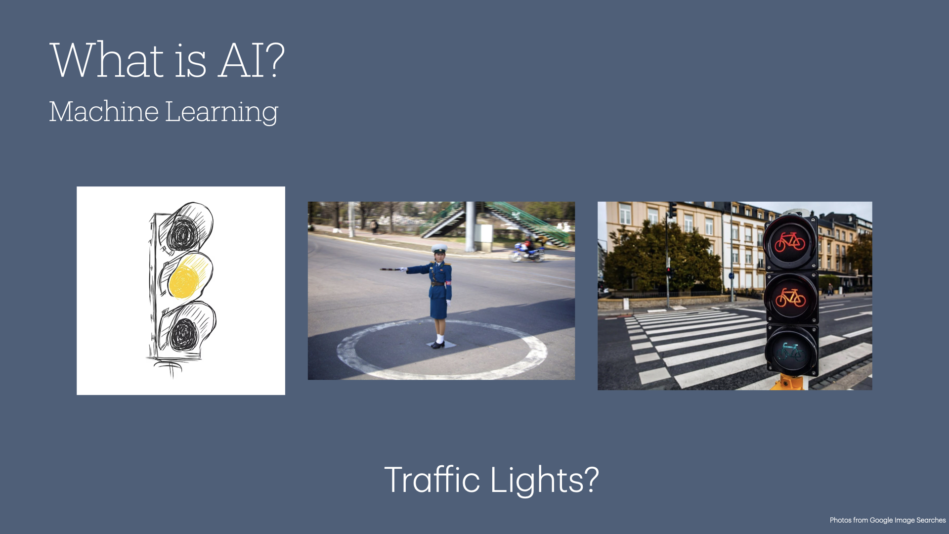 You have to decide up front what you want to call a "traffic light." Do hand drawn pictures of traffic lights count? How about in some countries where they don't use traffic lights but rather people directing traffic? How about traffic lights intended for bicycle traffic rather than cars?