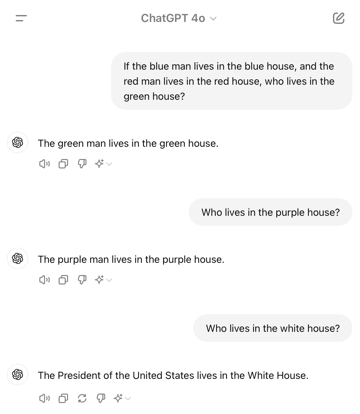 ChatGPT: The President of the United States lives in the White House